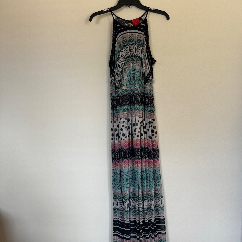 V Cristina Sleeveless Maxi Dress Women's MD Multicolor Printed Resort Beach Boho